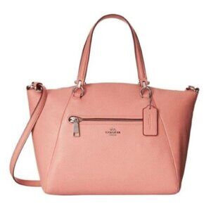 COACH 34340 PRAIRIE SATCHEL PEBBLE LEATHER Crossbody BAG Silver/Bright Coral